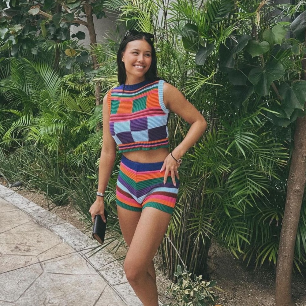 Two piece knit colorful set